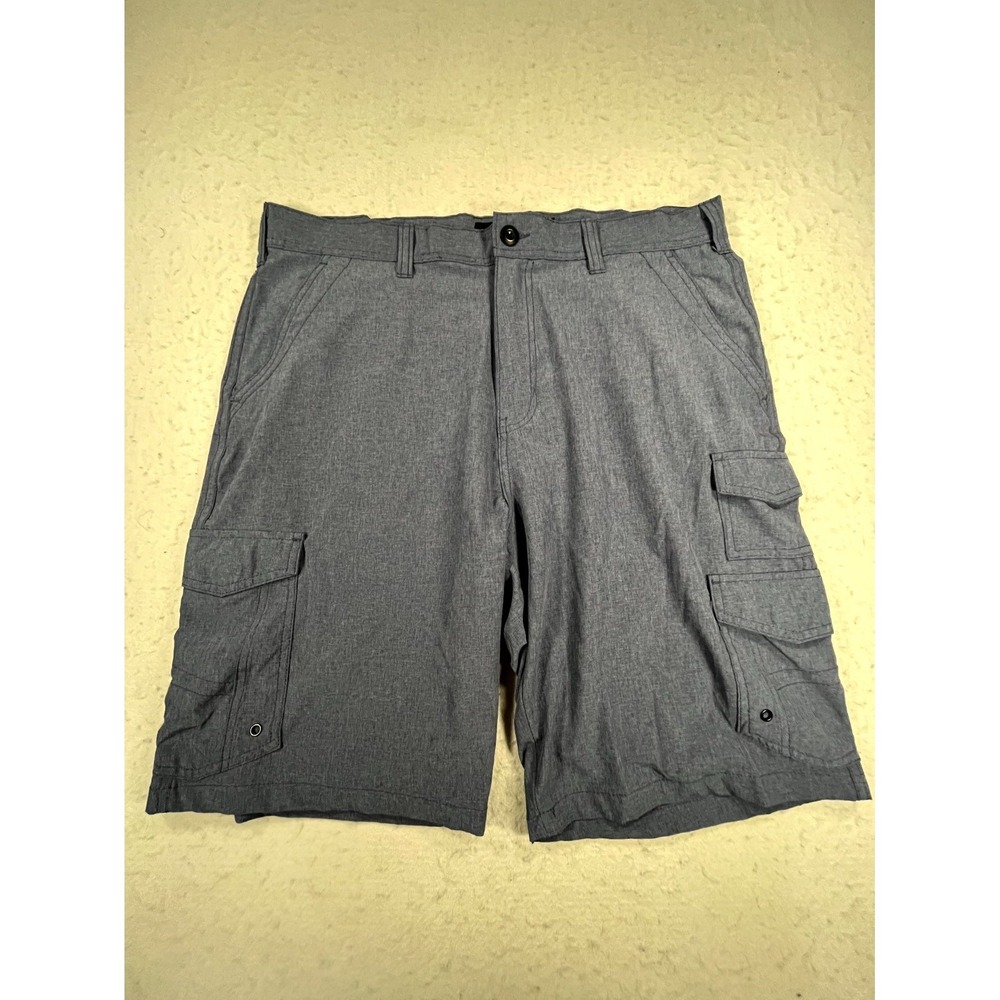 Iron Co Cargo Shorts‎ Mens 36 Heather Navy Stretch Performance Hiking Utility